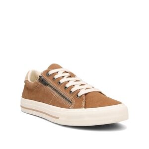 Brown Suede Sneakers with Zipper Detail